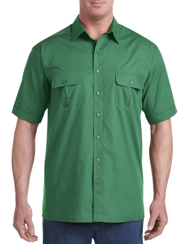 Big & Tall Harbor Bay Short-Sleeve Co-Pilot Sport Shirt - Green - Size 4X - Men's