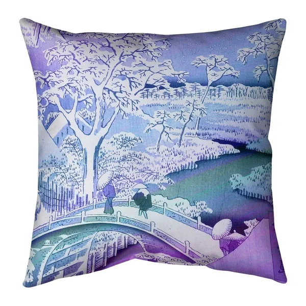 Porch & den Utagawa Hiroshige Throw Pillow - 14 x 14 - Purple & Blue Ombre - Polyester