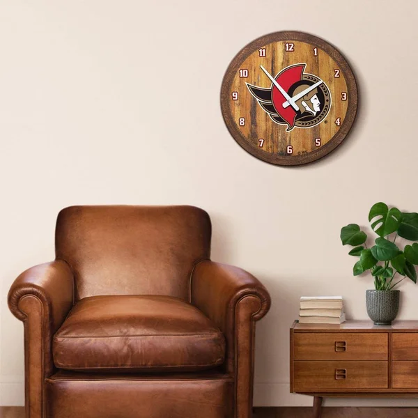 Ottawa Senators: Faux Barrel Top Wall Clock - Size: 1.5