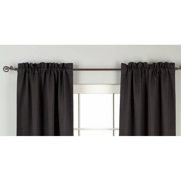 Black Rod Pocket Matka Raw Silk Curtain - Drape, Panel - Piece