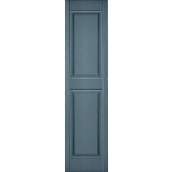 14 1/2 inchw x 26 inchh Lifetime Vinyl, Custom Two Equal Panels, Raised Panel Shutters, Wedgewood Blue