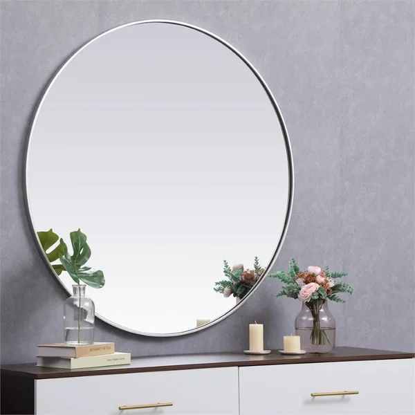 Elegant Decor MR4845S 45 in. Metal Frame Round Mirror Silver