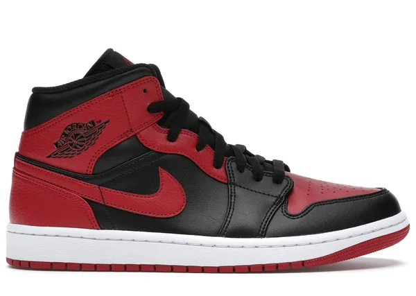 Nike Jordan Mens AJ 1 Mid - Shoes Black/Gym Red/White Size 11.0