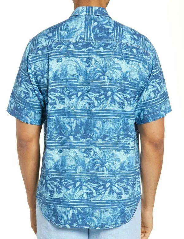 Tommy Bahama Primo Palms Short-Sleeve Woven Shirt - Monaco Blue L