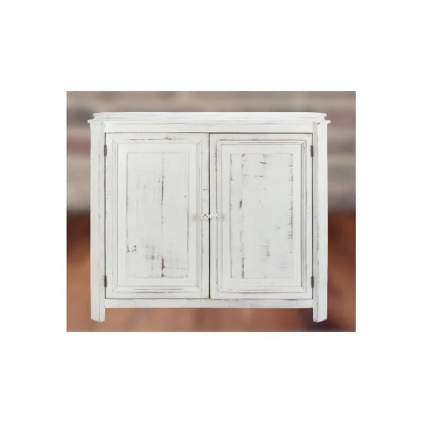 Luxury Living Loft 2-Door Credenza in White Distressed, ShopLadder