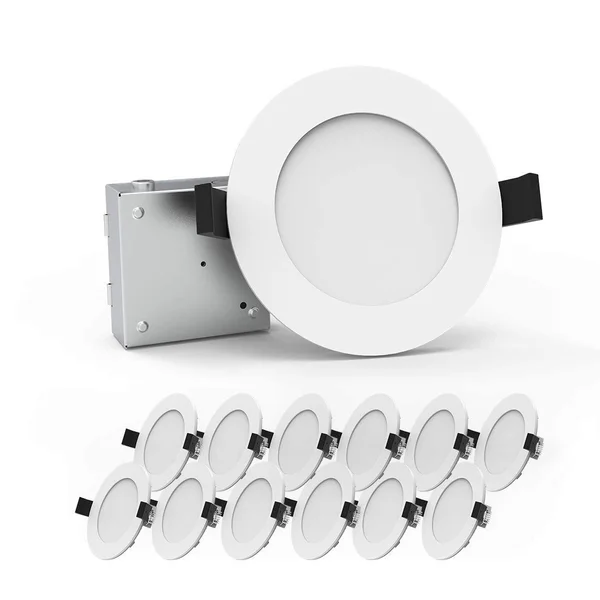 Heybright 12 Pack 4 inch Recessed Lighting with Driver Box, 9W 80W Eqv, Dimmable Ultra Thin LED Downlight, Can-Killer Low Profil