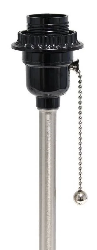 Limelights Brushed Steel Stick Lamp with Charging Outlet and Fabric Shade 2 Pack Set, Navy
