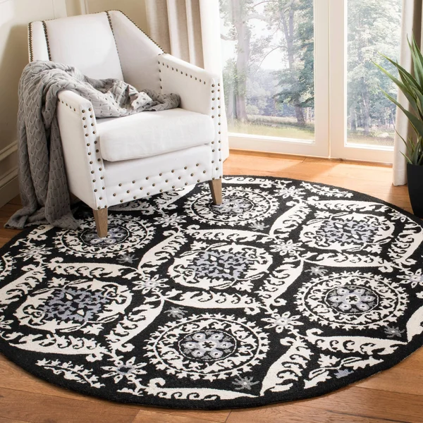 Safavieh Chelsea HK356B Green, Beige Rug 8& x 8& Round