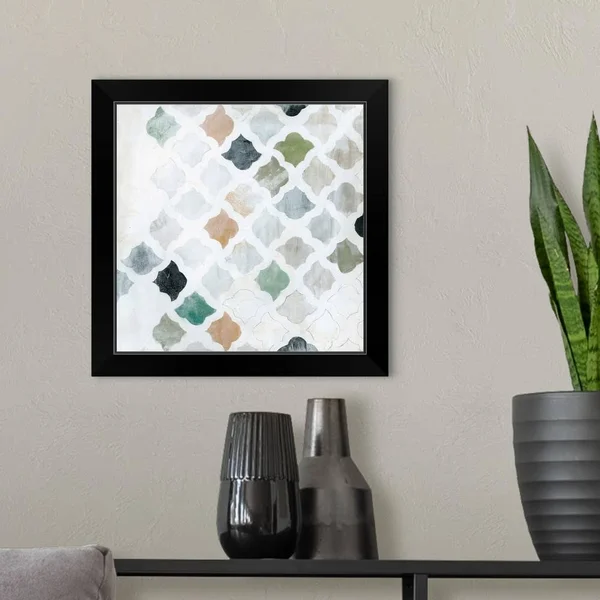 Turkish Tile I, Black Framed Wall Art, 16x16, Great Big Canvas