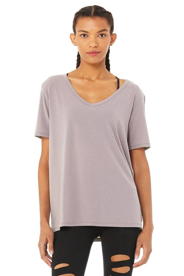 Motion Short Sleeve Top in Lavender Smoke - Size: Small, Alo Yoga