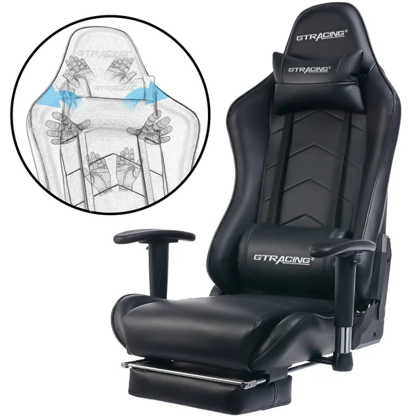 GTRACING Heavy Duty Gaming Chair with Footrest GT901 - Black