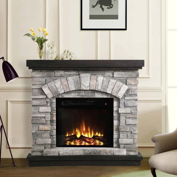 Festivo 36 in. Freestanding Electric Fireplace in Gray