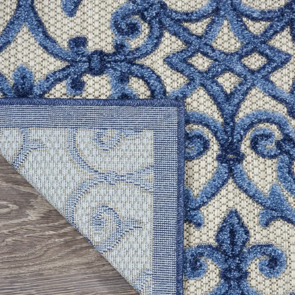 Nourison Aloha Runner ALH21 Area Rug, Ivory Blue, 4& x Round