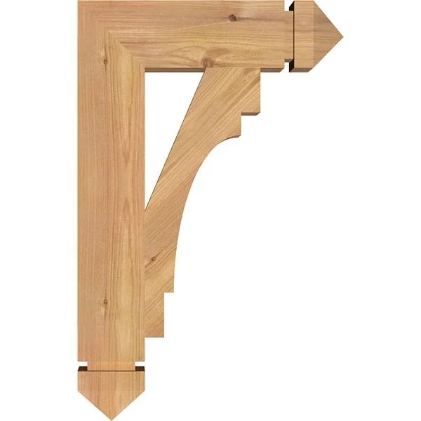 Ekena Millwork 3 1/2x22W x 14x22D x 22x22H Merced Arts & Crafts Smooth BRACKET, Western Red Cedar