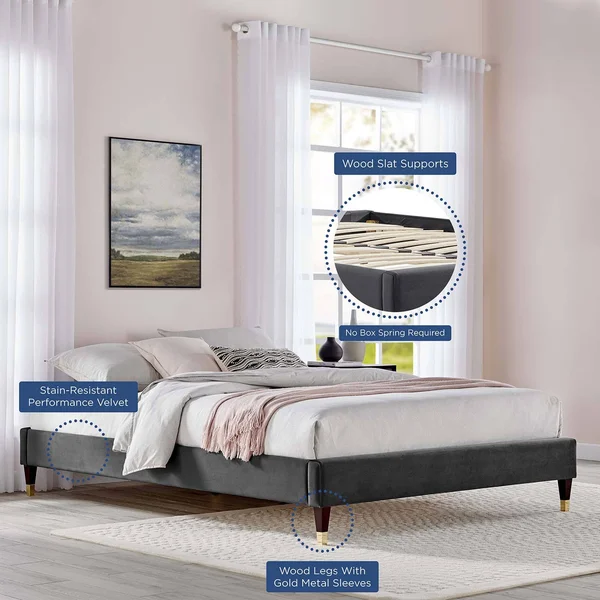 Modway Harlow Full Performance Velvet Platform Bed Frame - Teal