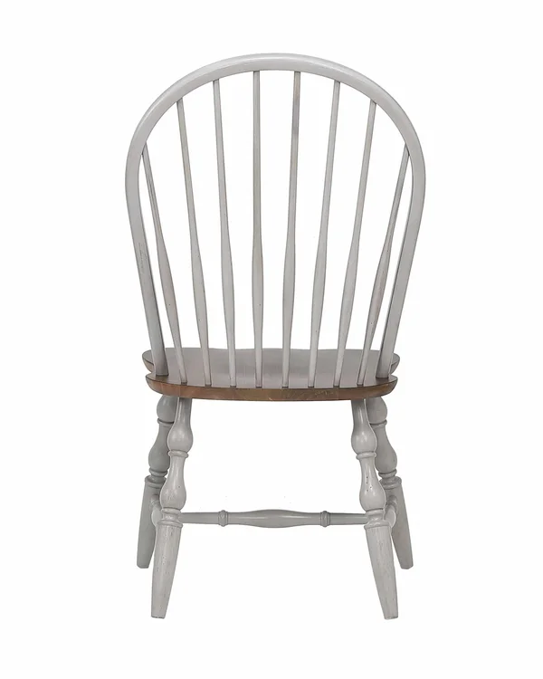 Sunset Trading Country Grove Windsor Dining Chair Distressed Gray and Brown Wood Set of 2