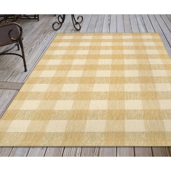 Trans Ocean Portofino Texture Plaid Area Rug - Black, 7&10x22 x 9&10x22 Rectangle