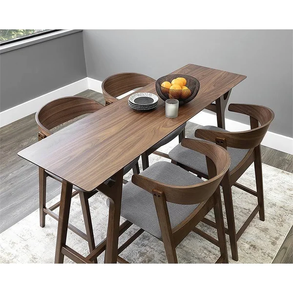 Sunpan Haisley Wood Counter Table Set with 4 Counter Stools in Dark Gray - 107251