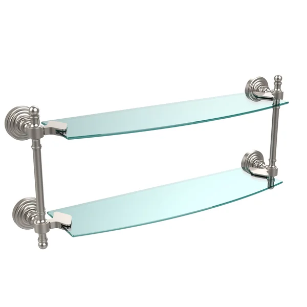 Allied Brass Retro Wave Collection 18 inch Two Tiered Glass Shelf Satin Nickel