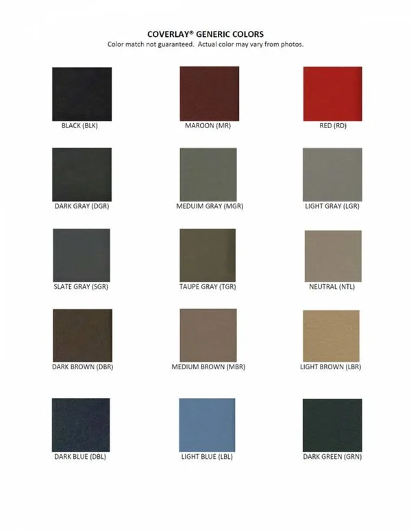Door Trim PANEL, Coverlay 18-35F-BLK Black