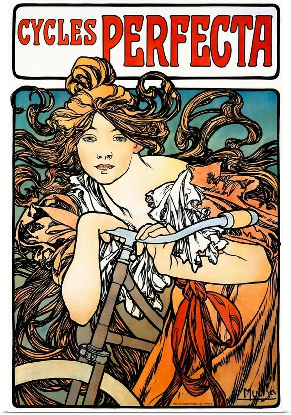 Cycles Perfecta, Vintage Poster, by Alphonse Mucha, Poster Print, 32x48, Great Big Canvas