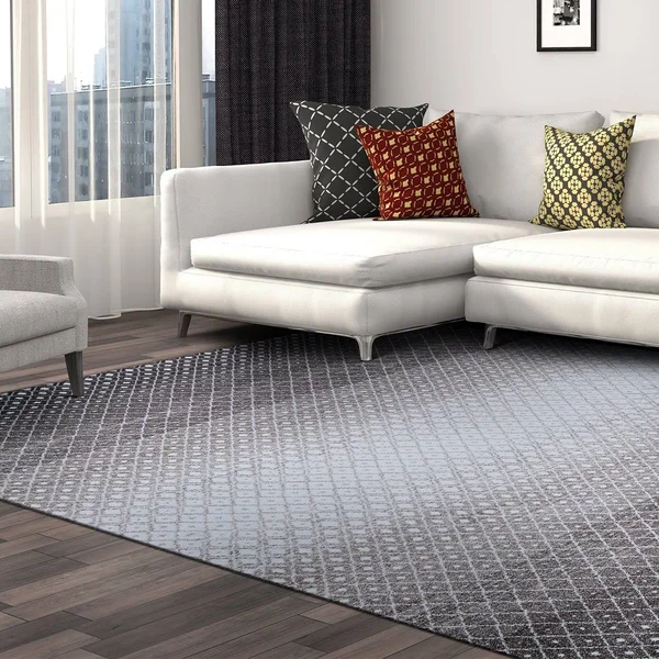 Transient Diamond Ombre Gray-Ivory Area Rug - 3&11x22 x 5&3x22