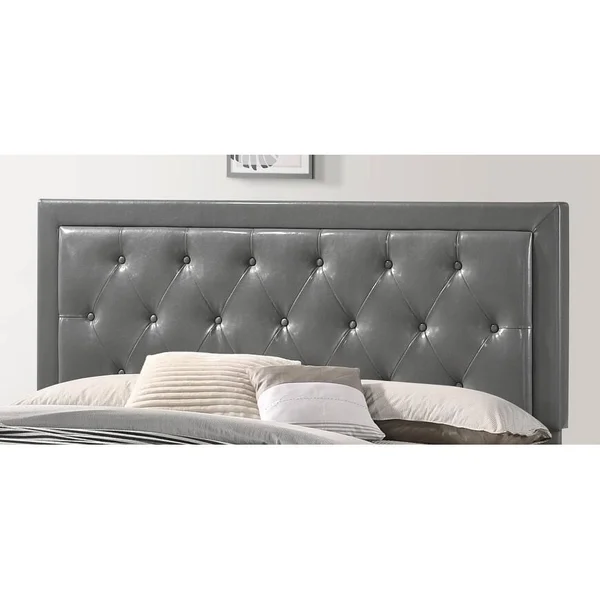 Best Quality Furniture Black Faux Leather Panel Bed - Queen