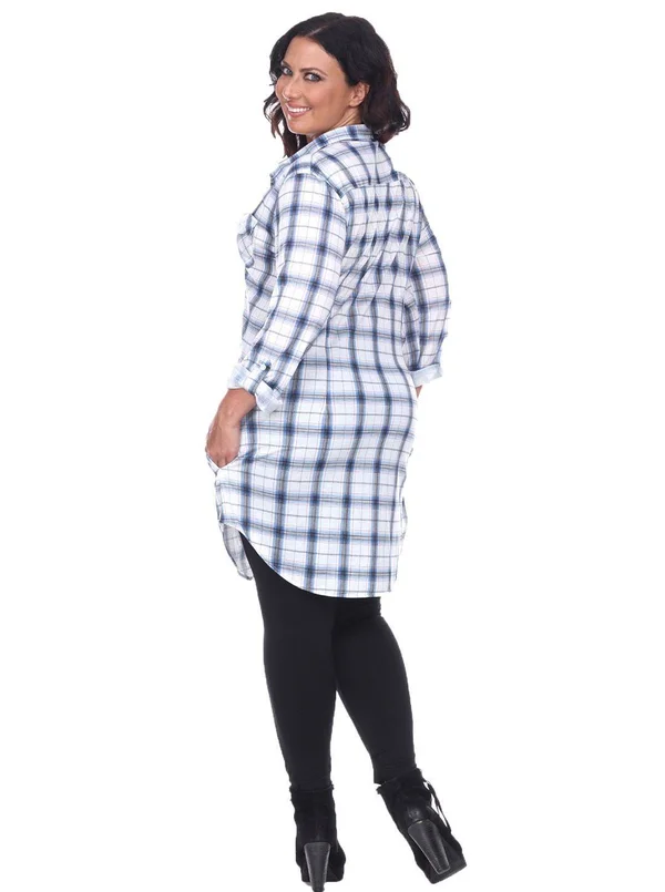 White Mark Plus Piper Stretchy Plaid Tunic - 1x - Burgundy B