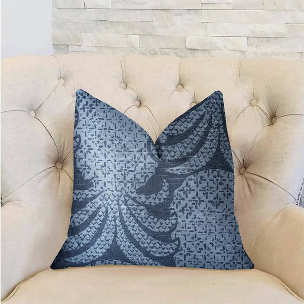 Plutus Pineapple Crush Blue and Black Luxury Throw Pillow 18x22L x18x22W