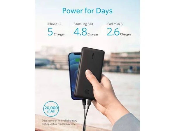 Anker Powercore Essential 20000 PD Portable Charger, 20000mAh USB-C Power Bank with 20W Power Delivery, Compatible with iPhone 1