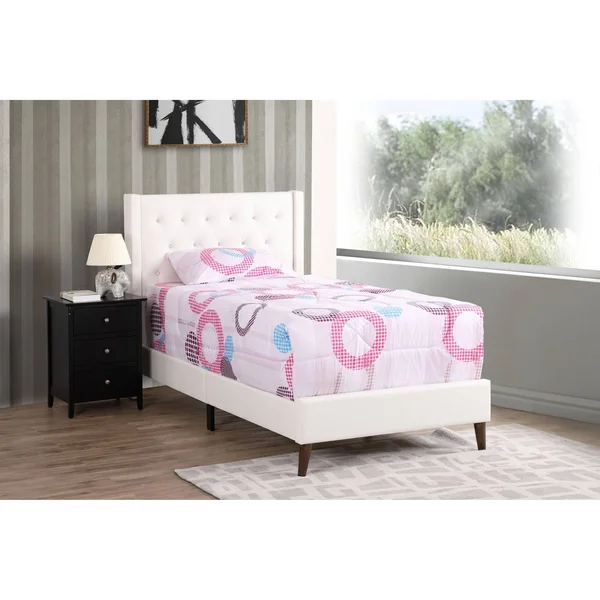 Glory Furniture Bergen Faux Leather Upholstered Twin Bed in White