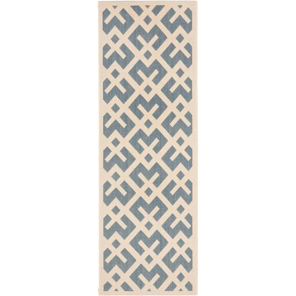 Safavieh Courtyard Navy & Beige 9& x 12& Indoor/Outdoor Rug