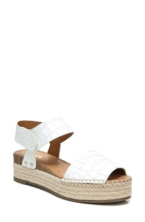 Sarto by Franco Sarto Oak Genuine Calf Hair Platform Wedge Espadrille, Size 9.5 in White Leather at Nordstrom