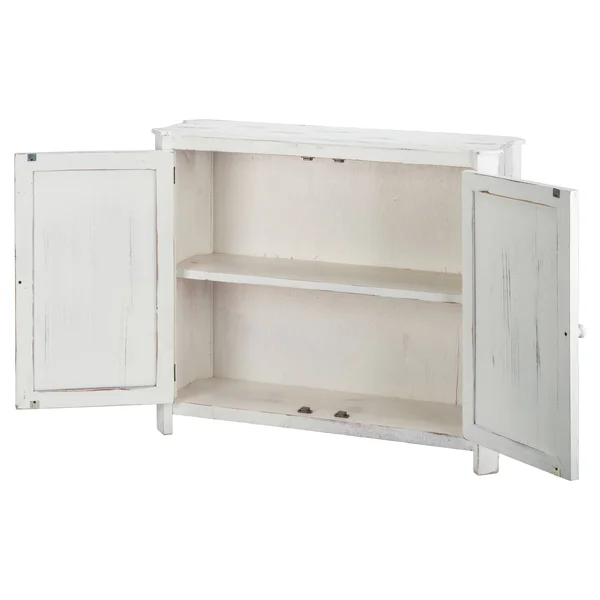 Luxury Living Loft 2-Door Credenza in White Distressed, ShopLadder