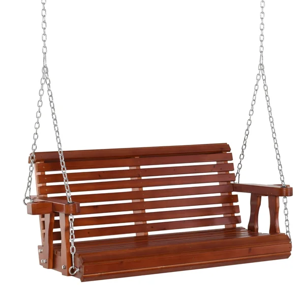 Outsunny 2 Seater Outdoor Porch Swing Seat with Cup Holder Chains Wooden Hammock Bench for Garden Patio Yard Brown