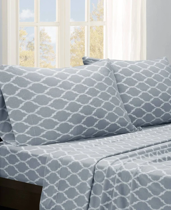 True North Ogee Micro Fleece 4 Piece Sheet Set - Gray, Twin