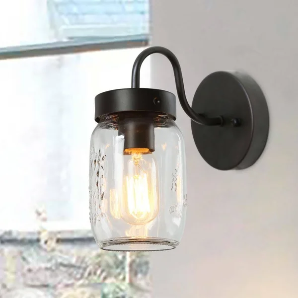 LNC 1-Light Wall Sconce Glass Wall Sconces Jar Wall Lamp Sconces Wall Lighting