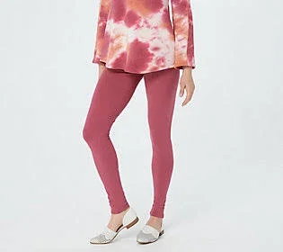 Logo Layers by Lori Goldstein Reg. Knit Pull-On Leggings - Size Small, Berry Rouge