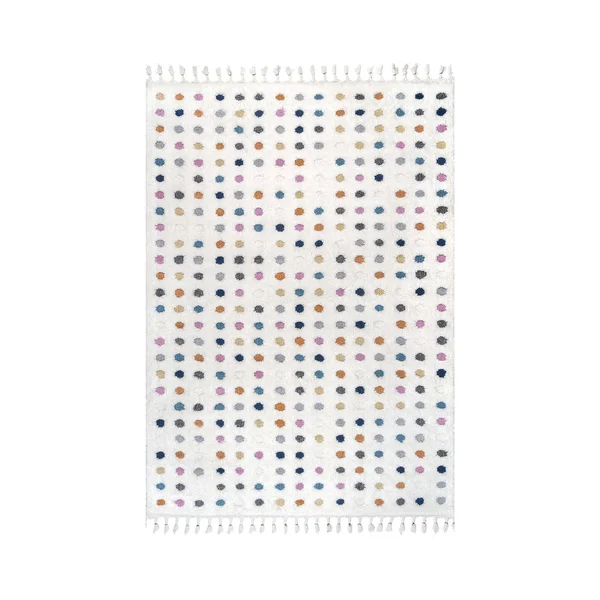 nuLOOM Behati High-Low Polka Dot Tassel Area Rug, Size: 6& 7 inch x 9&