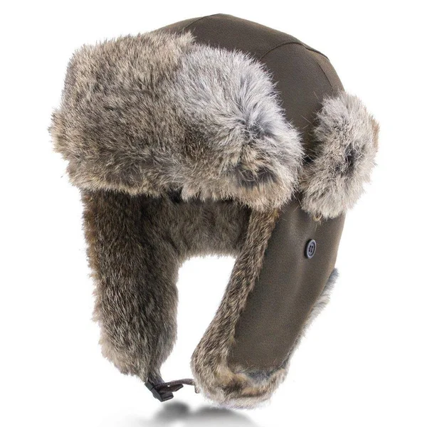 Walrus Hats Genuine Rabbit Fur Brown Trapper Hat - Brown - Large