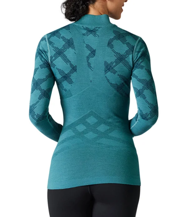 Smartwool Intraknit Merino 200 Pattern 1/4 Zip - Women's Blue Spruce Ski Tracks - Xs