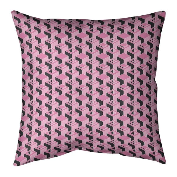 Porch & den Durell 3D Cube Pattern Throw Pillow - 14 x 14 - Orange - Linen