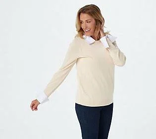 Laurie Felt Layered Sweater, Size 2X, Ecru