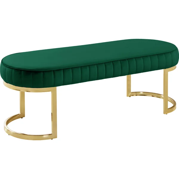Meridian Lemar Green Velvet Bench