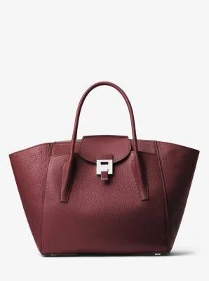 Michael Kors Collection - Bancroft Large Pebbled Calf Leather Satchel, Red, One Size