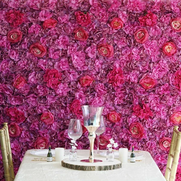 4 Pcs Assorted Silk Flowers Wall Backdrop Panels - Purple and Violet