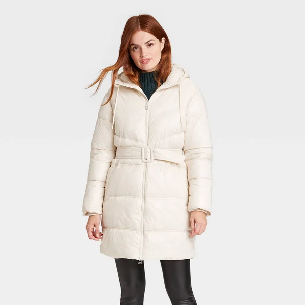 Women's Puffer Jacket - A New Day Stark White Xs