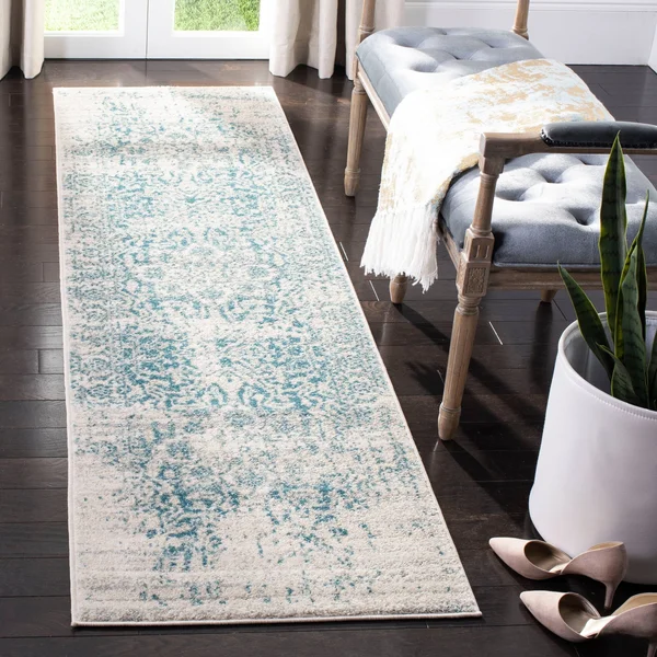 Safavieh Madison Rug Collection MAD603K - Turquoise, Ivory - 2&-3x22 x 20&