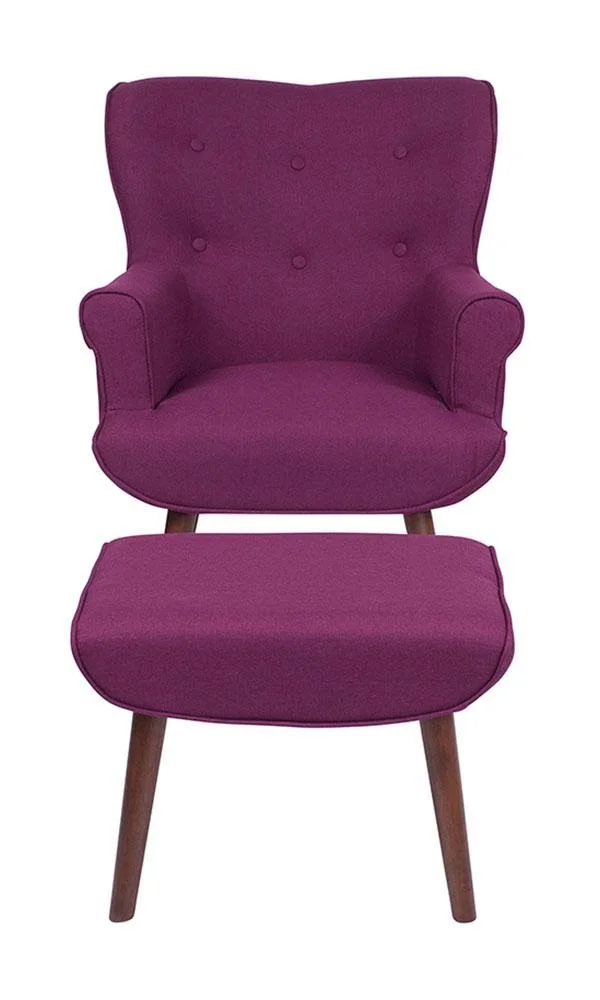 Flash Furniture Bayton Upholstered Wingback Chair with Ottoman - Blue Fabric