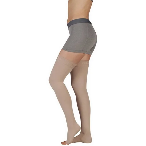 Juzo, Soft, 20-30 mmHg, Thigh High Open Toe-Size IV- Black- Silicone